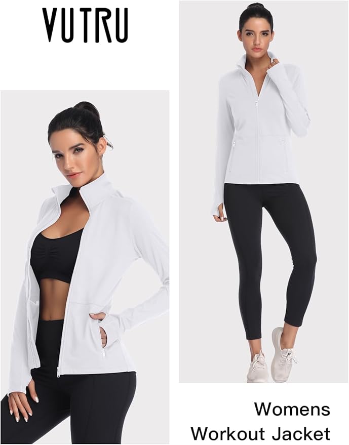 VUTRU Women's Workout Yoga Jacket Full Zip Running Track Jacket Fleece Athletic Jacket