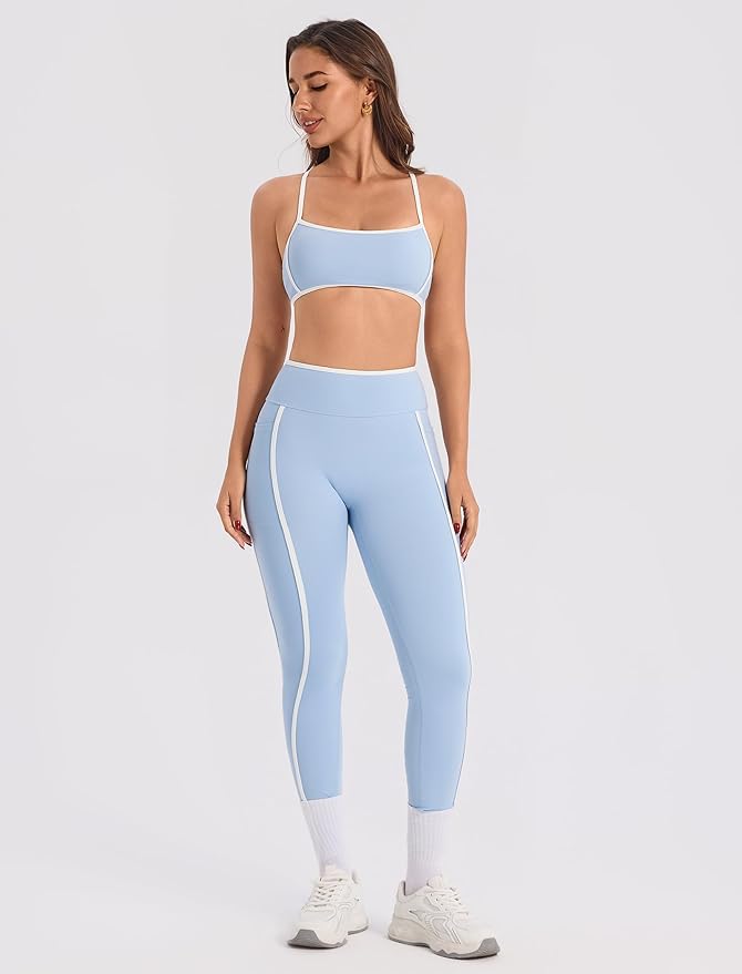 ABOCIW Womens Color Block Workout Sets Racerback Tank Top High Waist Leggings Gym Set Yoga Pilates Outfits