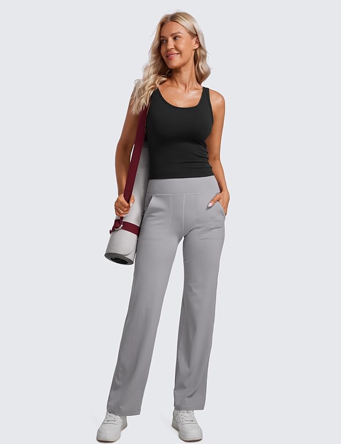 CRZ YOGA Butterluxe Double Lined Tank Tops for Women - Workout Casual Scoop Neck Racerback Crop Sleeveless Shirt