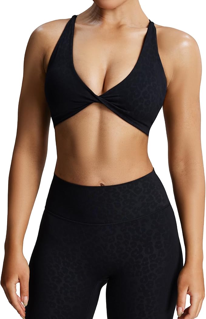 Aoxjox Women's Workout Sports Bras Fitness Metamorph Sienna Twist Bra Yoga Crop Tank