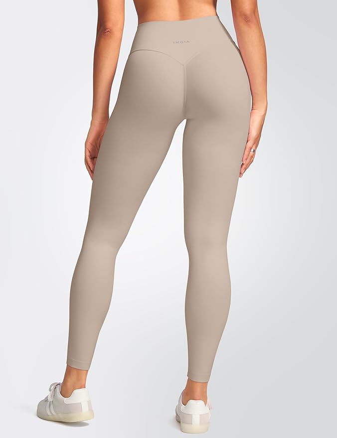 INGIA Womens High Waist No Front Seam Scrunch Butt Leggings Workouts 25 Inches V-Back Scrunch Booty Gym Yoga Pants