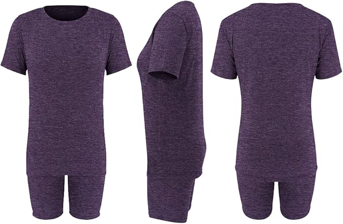 KINIKO Women's 2 Piece Casual Fashion Sports Solid Color Suit short Sleeve top and Pants Set Sweatshirt