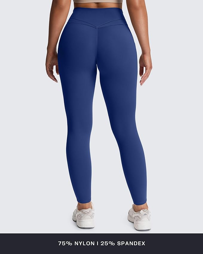 Aoxjox Women's Trinity High Waisted Yoga Pants with Pockets Cross-Waist Tummy Control Buttery Soft Workout Leggings 26"