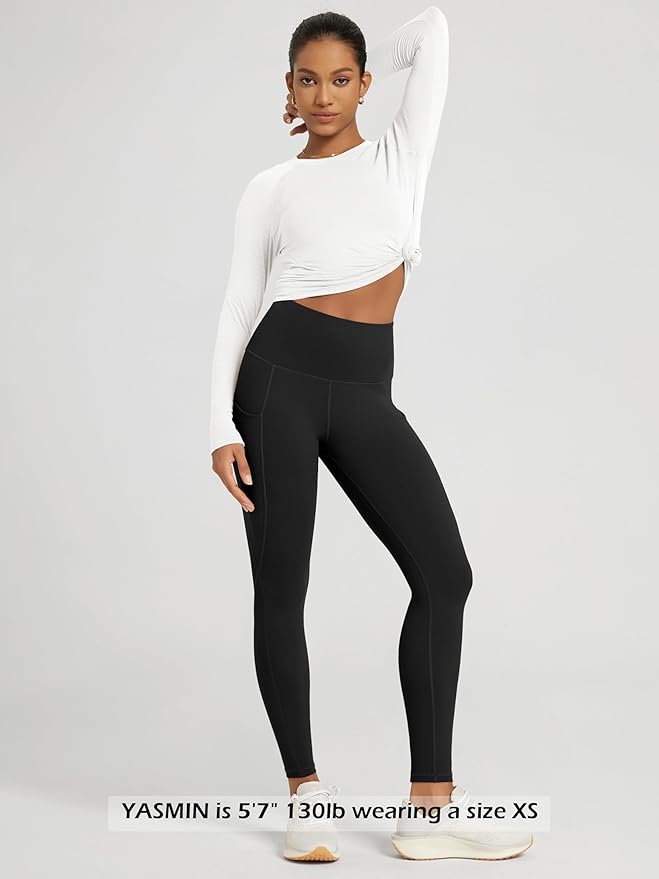 ODODOS Women's High Waisted Yoga Leggings with Pockets, Tummy Control Non See Through Workout Athletic Running Yoga Pants