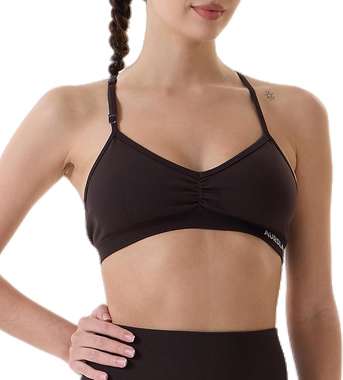 AUROLA Mercury Workout Sports Bras Women Athletic Removable Padded Backless Strapy Minimal Crop Top