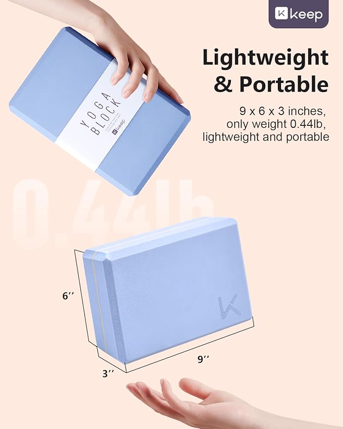 KEEP Yoga Block, High-Density EVA Foam 2 Pack Yoga Block with Non-Slip Textured Surface, Supportive, Lightweight - Ideal for Yoga