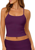 Ieumaz Strappy Crop Top for Women Scoop Neck Longline Gym Workout Sports Bras Built in Removable Pads Yoga Camisole Tank Top
