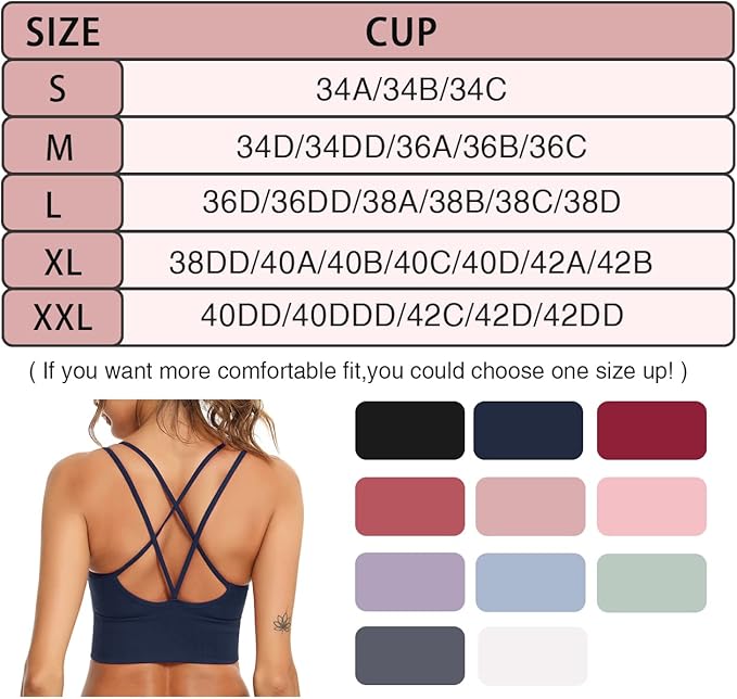 Sykooria 3 Pack Strappy Sports Bra for Women Sexy Crisscross for Yoga Running Athletic Gym Workout Fitness Tank Tops