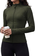 Waitfairy Zip Up Jackets for Women Yoga Gym Top Running Workout Jackets for Woman Track Jacket Women with Thumb Holes