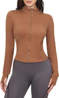 Workout Jackets for Women: Athletic Gym Running Cropped Zip Up Tops with Thumb Holes Slim Fit Lightweight Sportswear