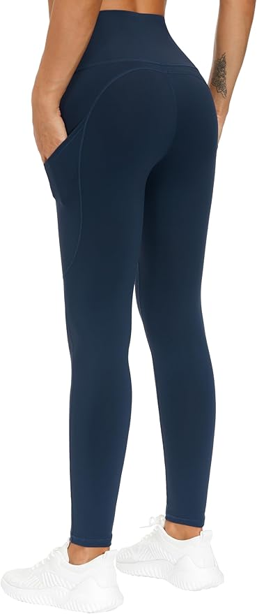 THE GYM PEOPLE Thick High Waist Yoga Pants with Pockets, Tummy Control Workout Running Yoga Leggings for Women
