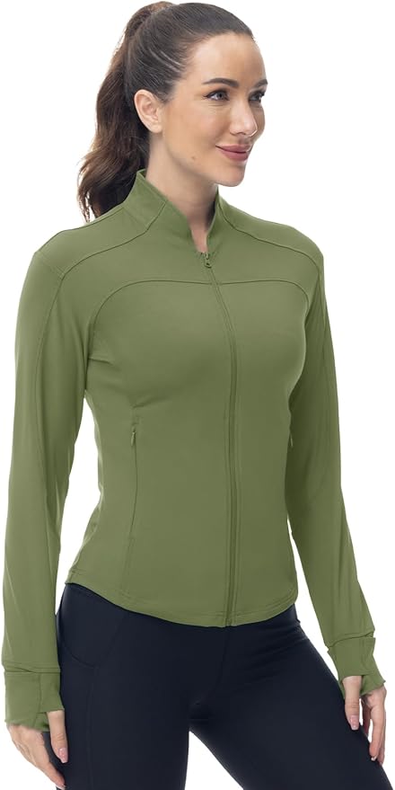 Gopune Women's Workout Athletic Jacket Lightweight Zip Up Yoga Slim Fit Tops with Pockets