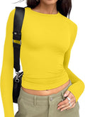 Trendy Queen Womens Long Sleeve T Shirts Fall Fashion 2026 Basic Crop Tops Going Out Outfits Y2k Clothes