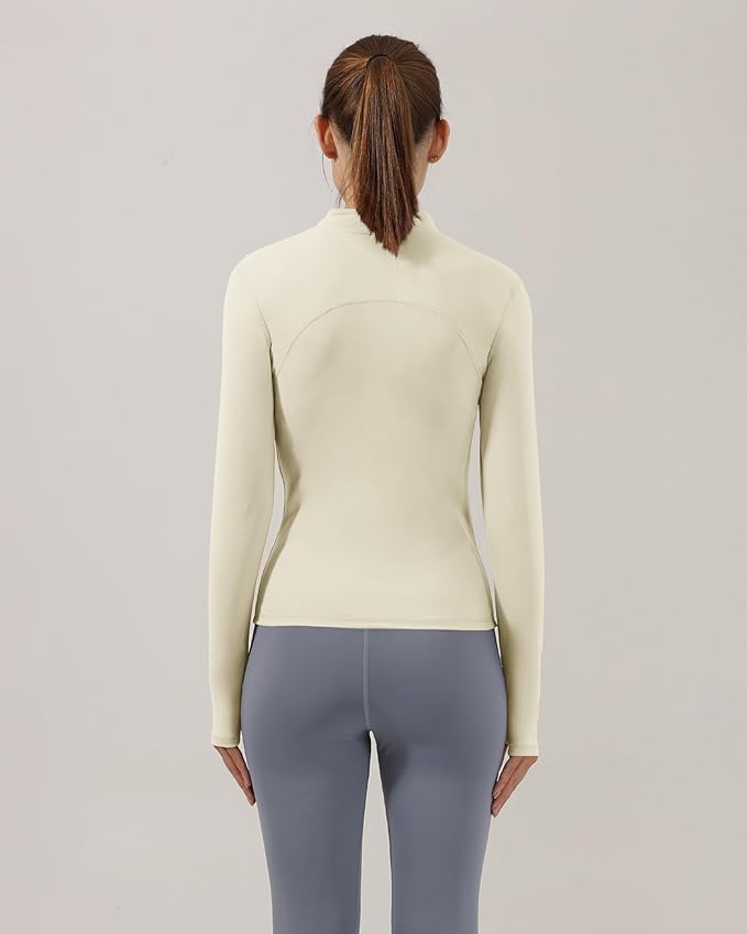 Locachy Women's Slim Fit Full Zip Athletic Running Sports Workout Jacket with Thumb Holes