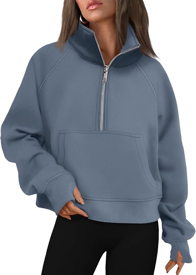AUTOMET Womens Sweatshirts Half Zip Cropped Pullover Fleece Quarter Zipper Hoodies 2026 Fall Fashion Outfits Clothes