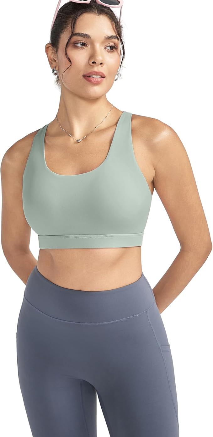 RUNNING GIRL Sports Bras for Women,Padded Strappy Sports Bras Criss-Cross Back Medium Support Sports Bras with Removable Cups