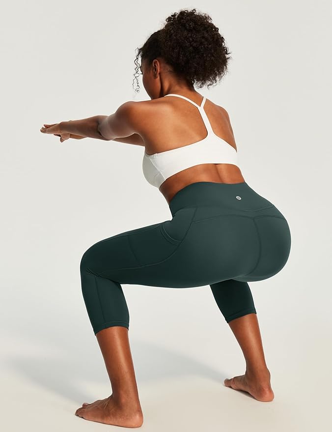 Ewedoos Capri Leggings for Women High Waisted Yoga Pants with Pockets for Women Tummy Control Workout Leggings Yoga Capris