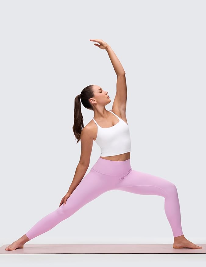 CRZ YOGA Butterluxe Twist Cross Back Crop Tank Tops for Women - Padded Adjustable Straps Yoga Longline Sports Bras