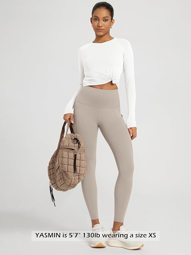 ODODOS Women's High Waisted Yoga Leggings with Pockets, Tummy Control Non See Through Workout Athletic Running Yoga Pants