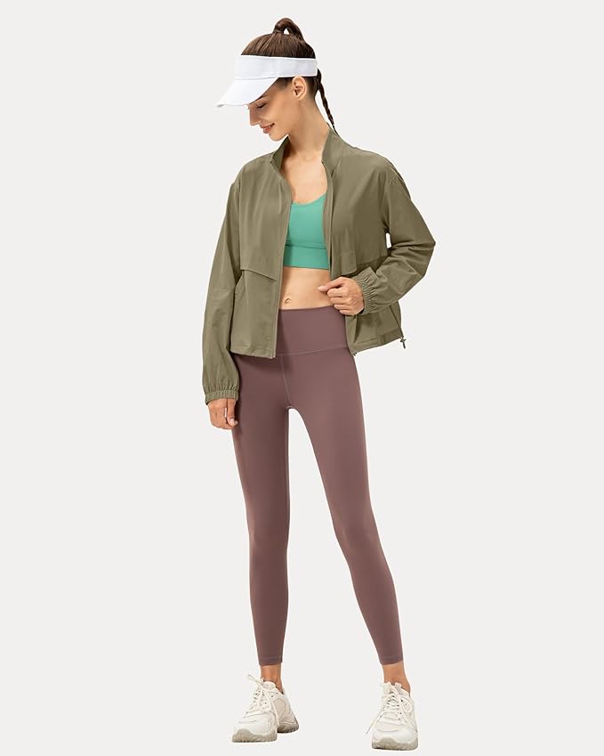 Locachy Women's Lightweight Zip Up Athletic Jacket Stand Collar Windproof Sun Protection Workout Outdoor Jacket