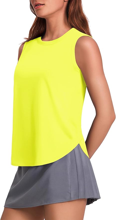 PINSPARK Workout Tank Tops Woman UPF 50+ Yoga Tanks Quick Dry Sleeveless Gym Shirts with Side Slits Loose Fit Athletic Top
