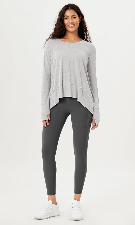 ODODOS Women's Modal Soft Long Sleeve Tee with Thumb Hole Athletic Gym Workout Tops Yoga Shirts