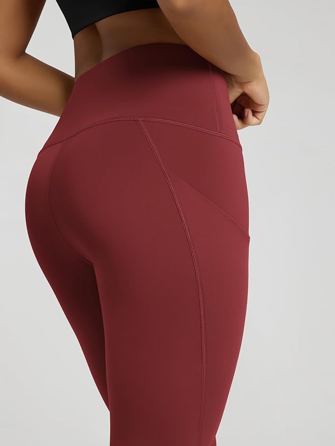 ODODOS Women's High Waisted Yoga Capris with Pockets, Tummy Control Non See Through Workout Athletic Running Capri Leggings