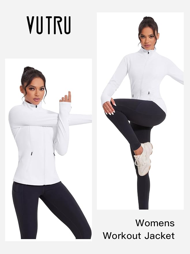 VUTRU Women's Workout Jackets Full Zip Athletic Tops Lightweight Gym Yoga Running Jacket with Pockets