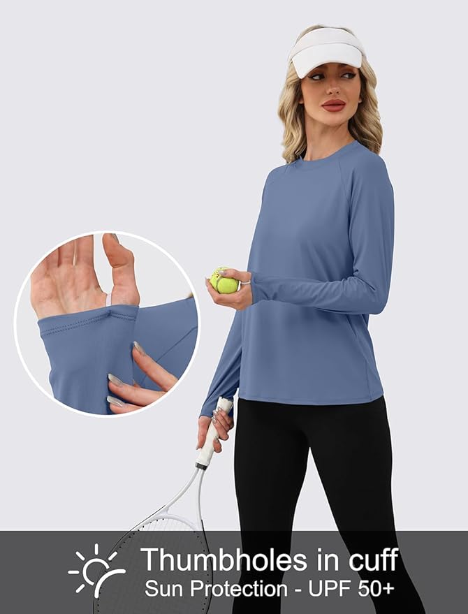 WIHOLL Workout Tops for Women Long Sleeve Sun Shirt UPF 50+ UV Protection Running Hiking Clothes Quick Dry Athletic Tops