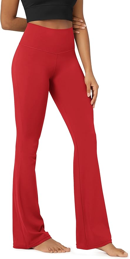 ODODOS Women's Powerful Tummy Control Flared Yoga Pants 2.0 High Waist Workout Bootcut Leggings with Inner Pocket- 29" / 31"