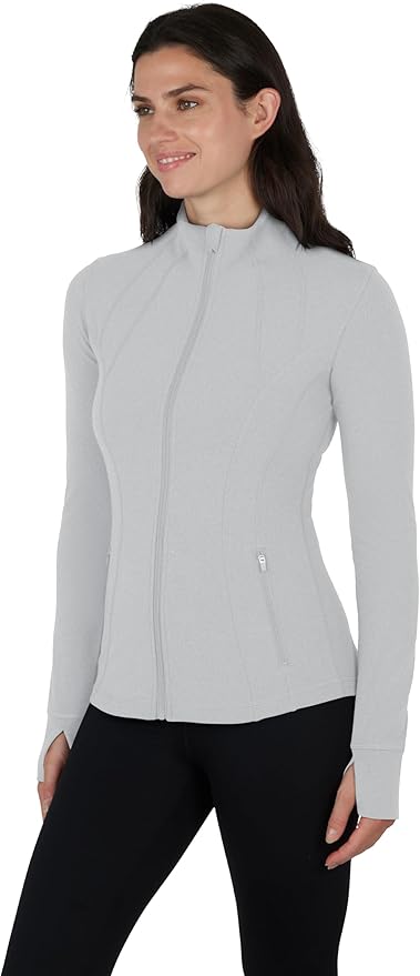Yogalicious Full-Zip Lightweight Hooded Running Workout Yoga Lux Jacket with Pockets