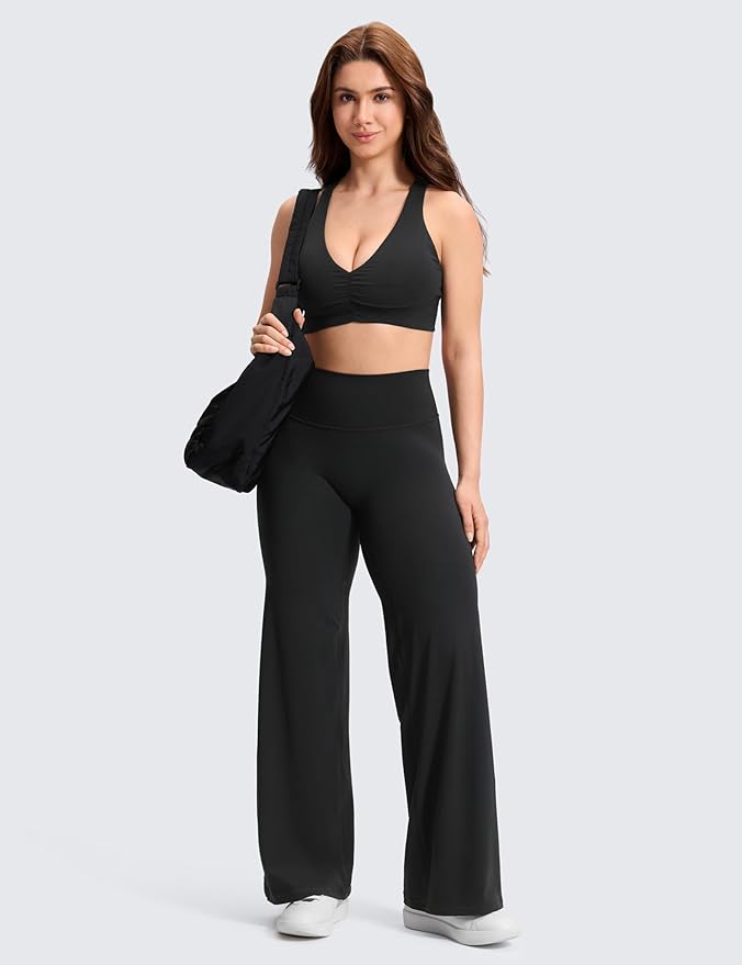 CRZ YOGA Softretch No Front Seam Wide Leg Pants 28''/ 30''/ 32" for Women - High Waist Yoga Lounge Buttery Soft Comfy Casual