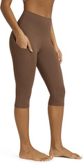 ODODOS Women's High Waisted Yoga Capris with Pockets, Tummy Control Non See Through Workout Athletic Running Capri Leggings