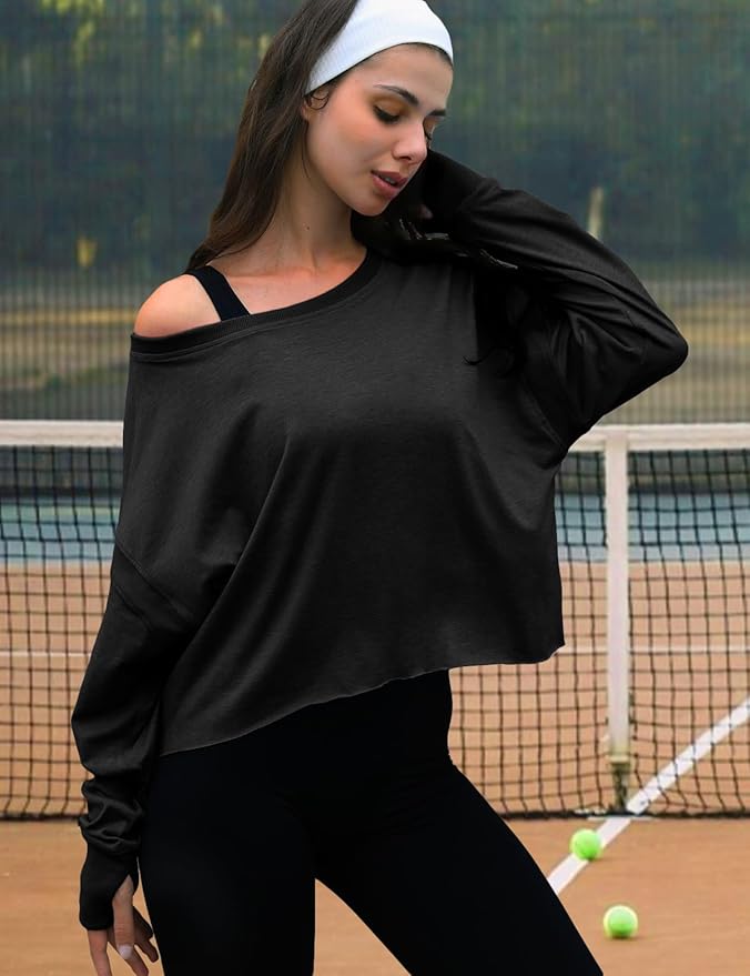 UNIANKIYA Open Back Workout Tops for Women Long Sleeve Cropped Athletic Clothes Gym Running Yoga Low Impact Sports T Shirts