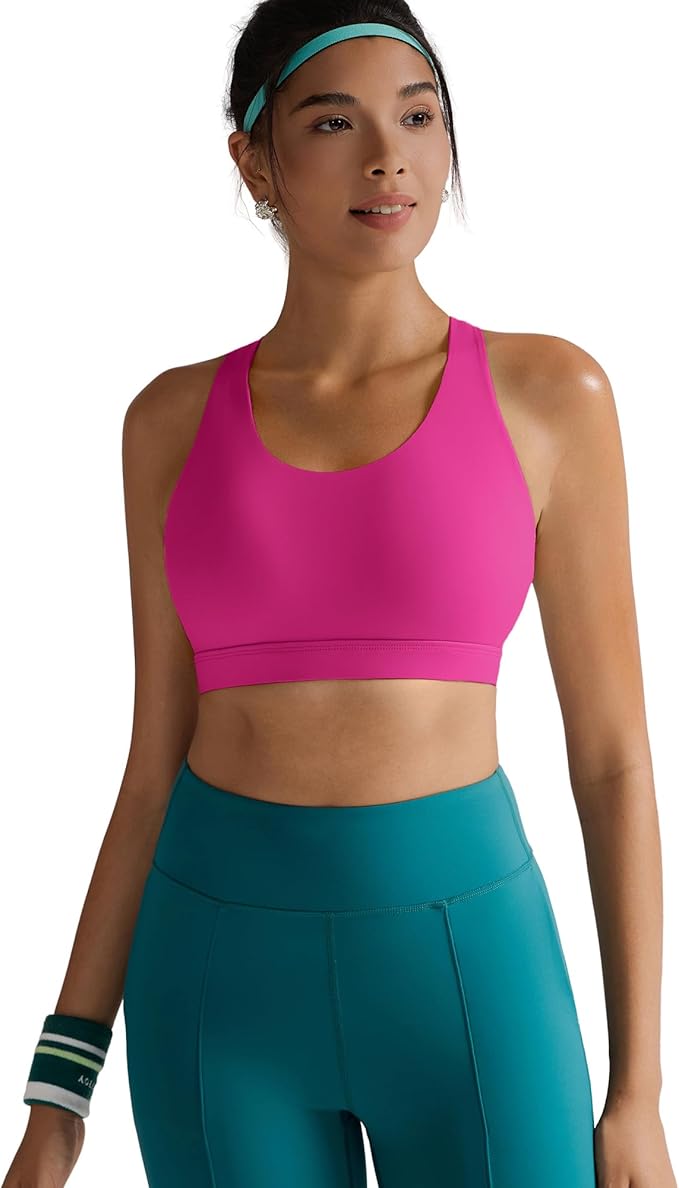 RUNNING GIRL Sports Bras for Women,Padded Strappy Sports Bras Criss-Cross Back Medium Support Sports Bras with Removable Cups