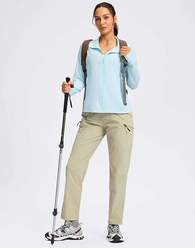 G Gradual Women's Lightweight Athletic Jacket Sun Protection UPF 50+ Zip Up 4 Pockets Long Sleeve Shirts Workout Running