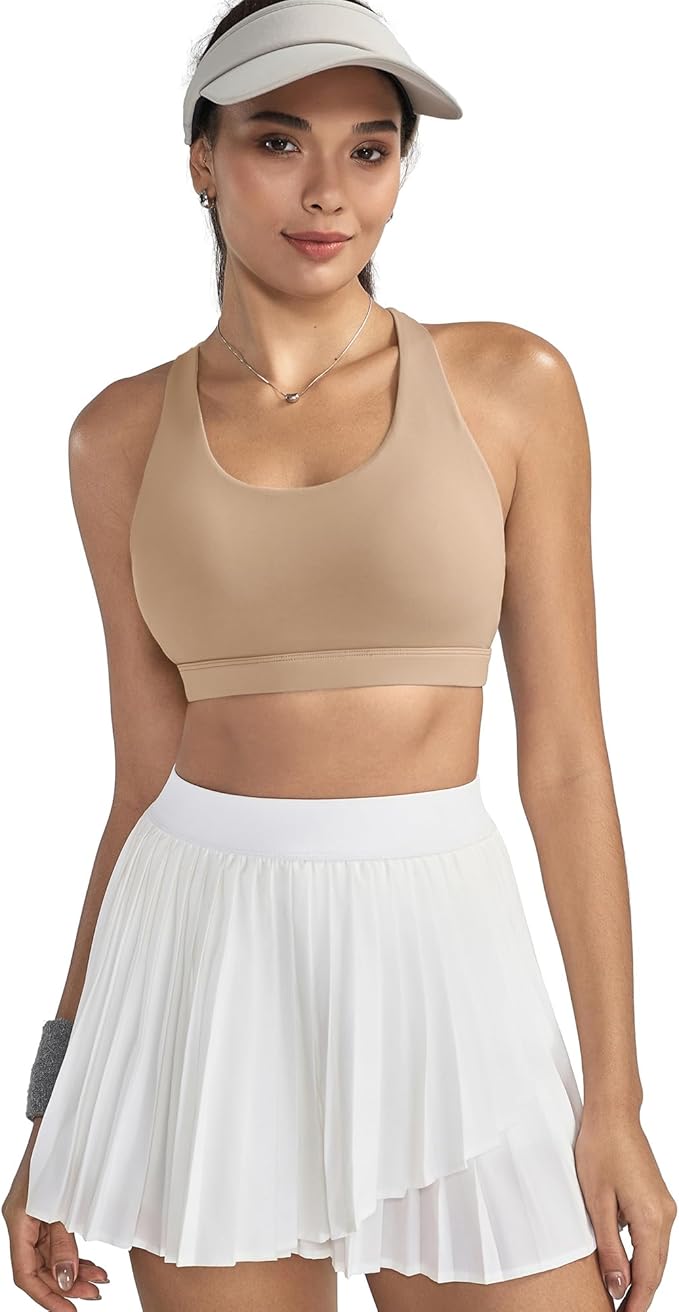 RUNNING GIRL Sports Bras for Women,Padded Strappy Sports Bras Criss-Cross Back Medium Support Sports Bras with Removable Cups