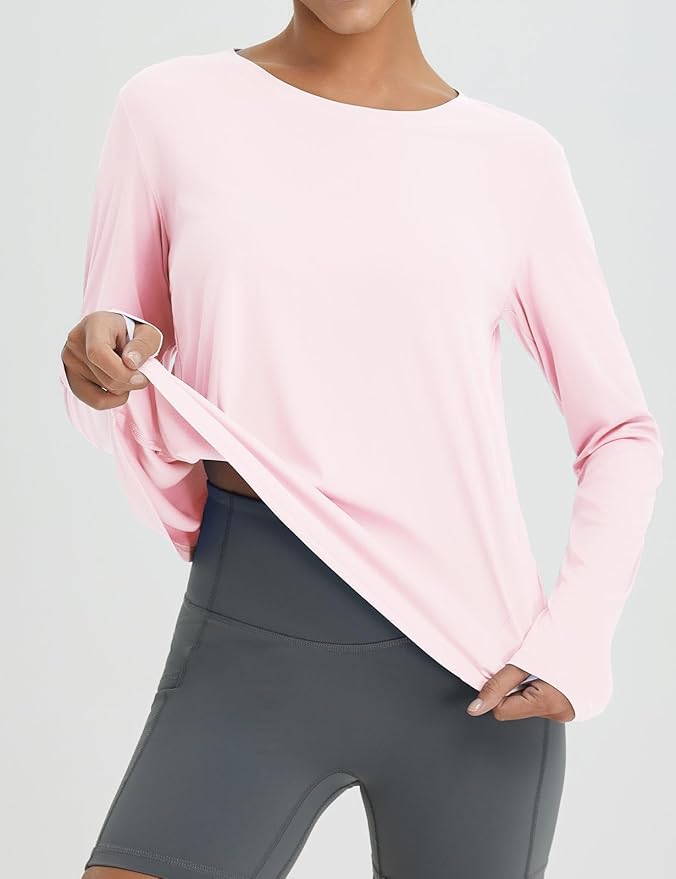 baleaf Women's Running Sun Shirts Long Sleeve UPF 50+ Workout Tops UV Athletic Split Back Quick Dry Lightweight