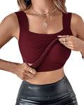 CHICME Womens U Neck Shapewear Built-in Bra Tank High Strechy Sleeveless Slim Fit Tops Camisole Workout Tops