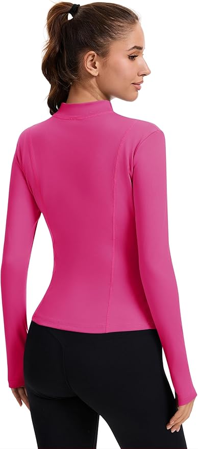 Rapbin Women's Full Zip Workout jackets Runing Slim Fit Athletic Tops With Thumb Holes