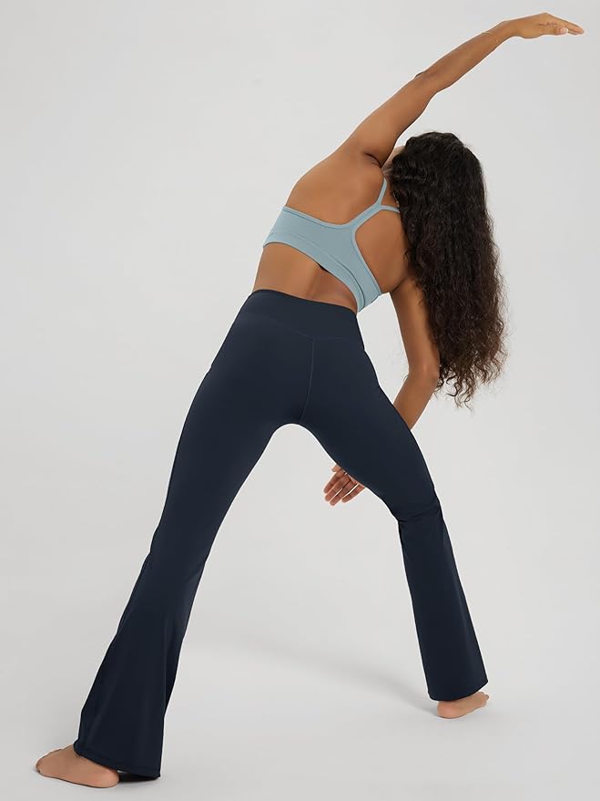 ODODOS Women's Powerful Tummy Control Flared Yoga Pants 2.0 High Waist Workout Bootcut Leggings with Inner Pocket- 29" / 31"