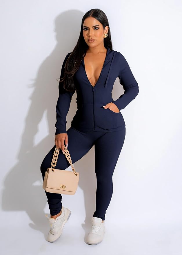 YeGine Women 2 Piece Outfits Long Sleeve Tracksuit Bodycon Matching Sets Hoodie Jacket Jogging Suit