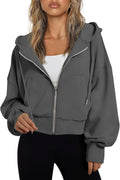 Trendy Queen Hoodies for Women Full Zip Up Cropped Sweatshirts Jackets Casual Comfy Gym Tops Fall Outfits Winter Clothes 2026