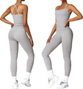 Women 2 Piece Workout Sets (NEW) Yoga Outfit Open Back Tank Top High Waisted Leggings Gym Sets Tracksuits
