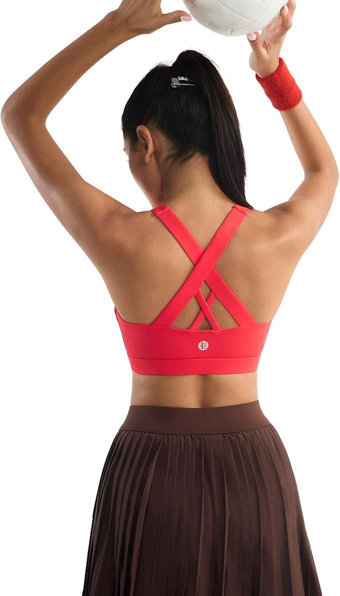RUNNING GIRL Sports Bras for Women,Padded Strappy Sports Bras Criss-Cross Back Medium Support Sports Bras with Removable Cups