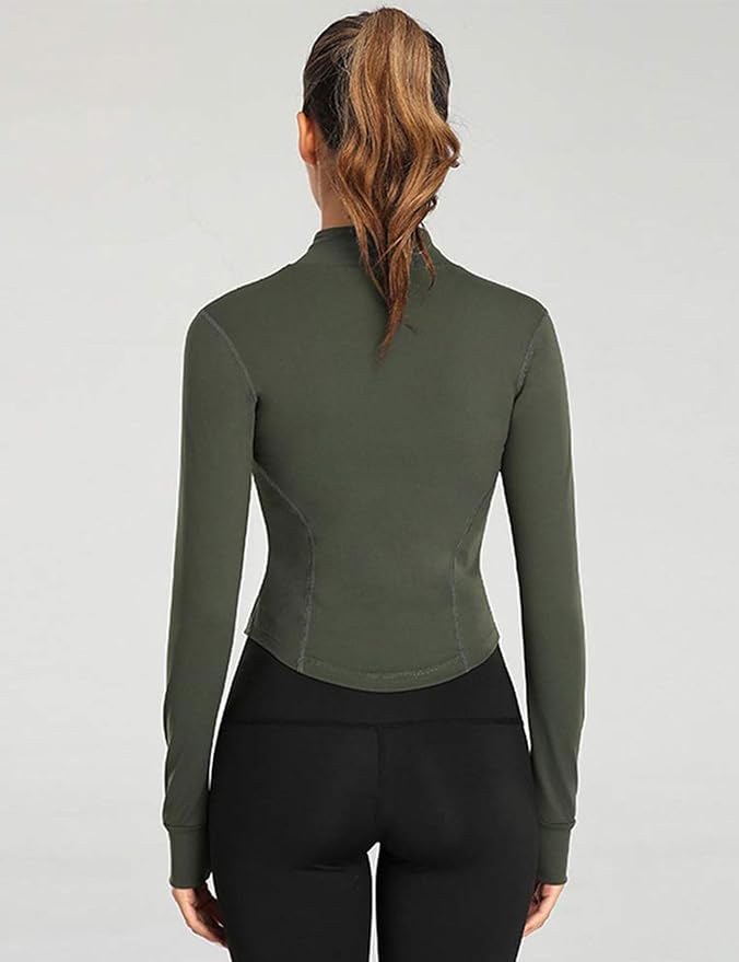 Gihuo Women's Workout Jacket Lightweight Zip Up Athletic Cropped Running Jacket