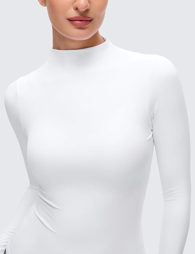CRZ YOGA Softembrace Mock Neck Long Sleeve Shirts for Women - Casual Going Out Comfort Tops Soft Fitted Layer Underwear Tees