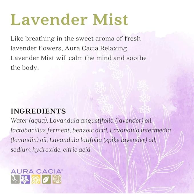 Aura Cacia Relaxing Lavender Aromatherapy Mist, 4-Ounce, Lavender Pure Essential Oils, Sweet & Floral Aroma