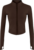 Lviefent Womens Lightweight Full Zip Running Track Jacket Workout Slim Fit Yoga Sportwear with Thumb Holes