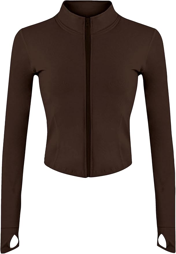 Lviefent Womens Lightweight Full Zip Running Track Jacket Workout Slim Fit Yoga Sportwear with Thumb Holes